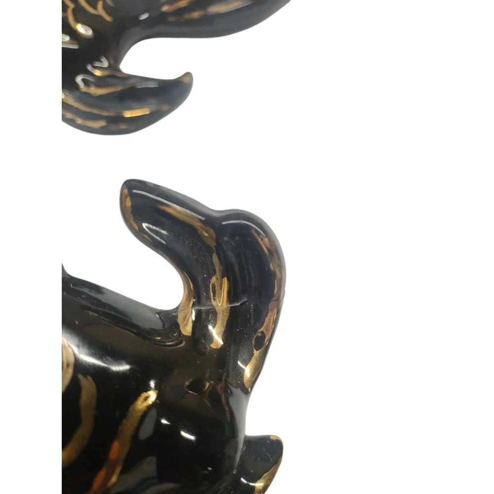 Vintage black & gold Chalkware Fish